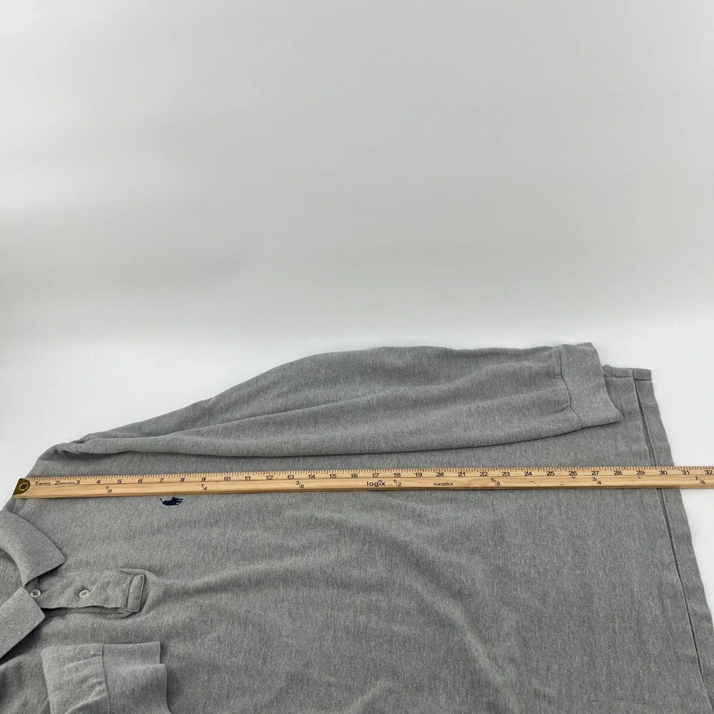 Polo Ralph Lauren Mens XXL Gray Long Sleeve Classic Fit Pique Polo Shirt‎ Logo